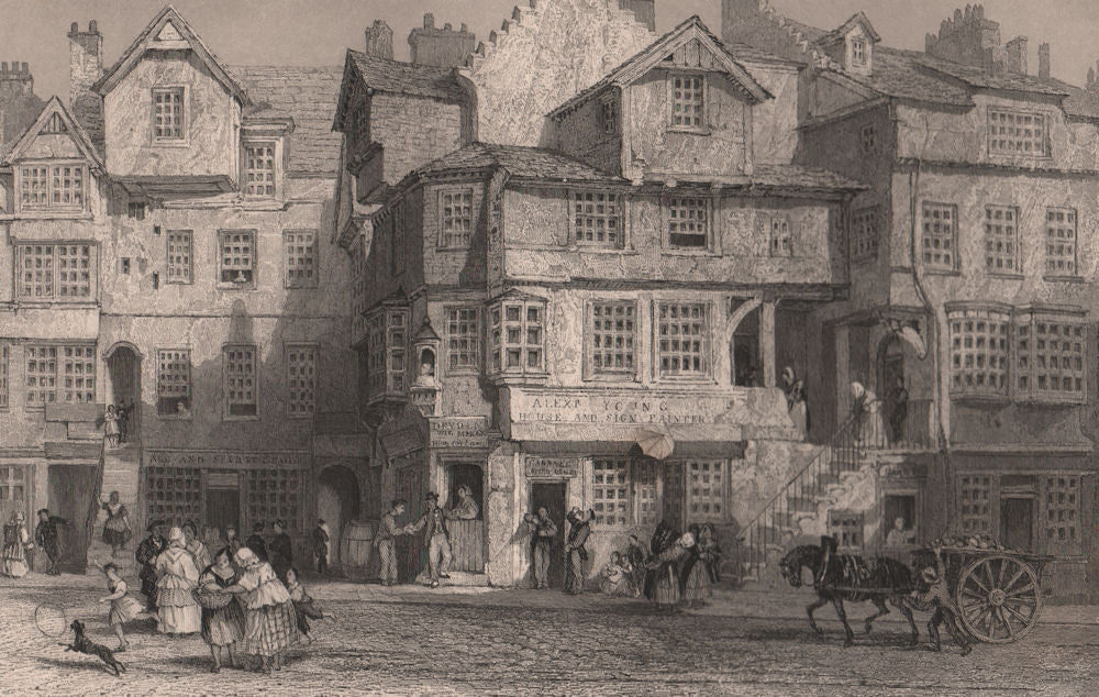 The House of John Knox. High street Edinburgh. Scotland. ALLOM 1838 old print